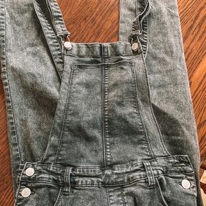 black denim skinny jean overalls